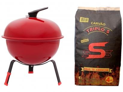 Kit Churrasqueira a Carvão com Abafador - Tramontina + Carvão Vegetal Triplo S 4kg