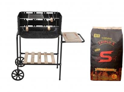 Kit Churrasqueira à Carvão Mor Califórnia - com Grelha + Carvão Vegetal Triplo S 4kg