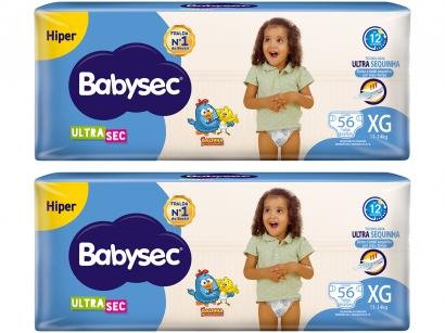 Kit Fraldas Babysec Ultrasec Galinha Pintadinha - Tam. XG 11 a 14kg 2 Pacotes com 60 Unidades Cada