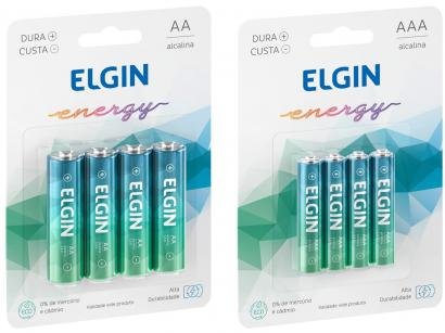 Kit Pilhas Elgin 4 Unidades AA + 4 Unidades AAA