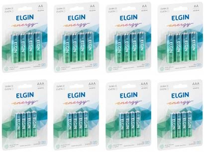 Kit Pilhas Alcalinas Elgin - 16 Unidades AAA + 16 Unidades AA