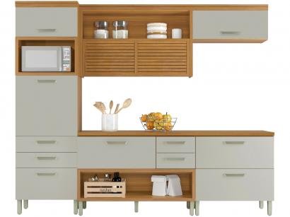 Cozinha Completa Cozinhas Nesher Princesa - com Balcão Nicho para Micro-ondas 6 Portas