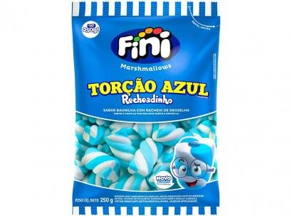 Marshmallow Recheado Fini Torção Azul e Branco - Recheio de Groselha 250g
