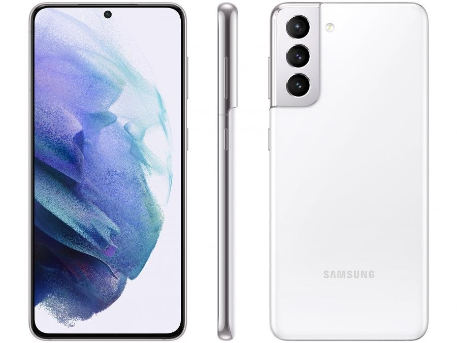 Smartphone Samsung Galaxy S21 128GB Branco 5G - 8GB RAM Tela 6,2" Câm. Tripla + Selfie 10MP