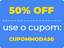 selo sobre a promoção CUPOMMODA50